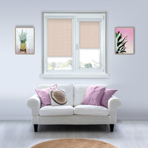 Рулонные кассетные шторы УНИ - Флора бежевый